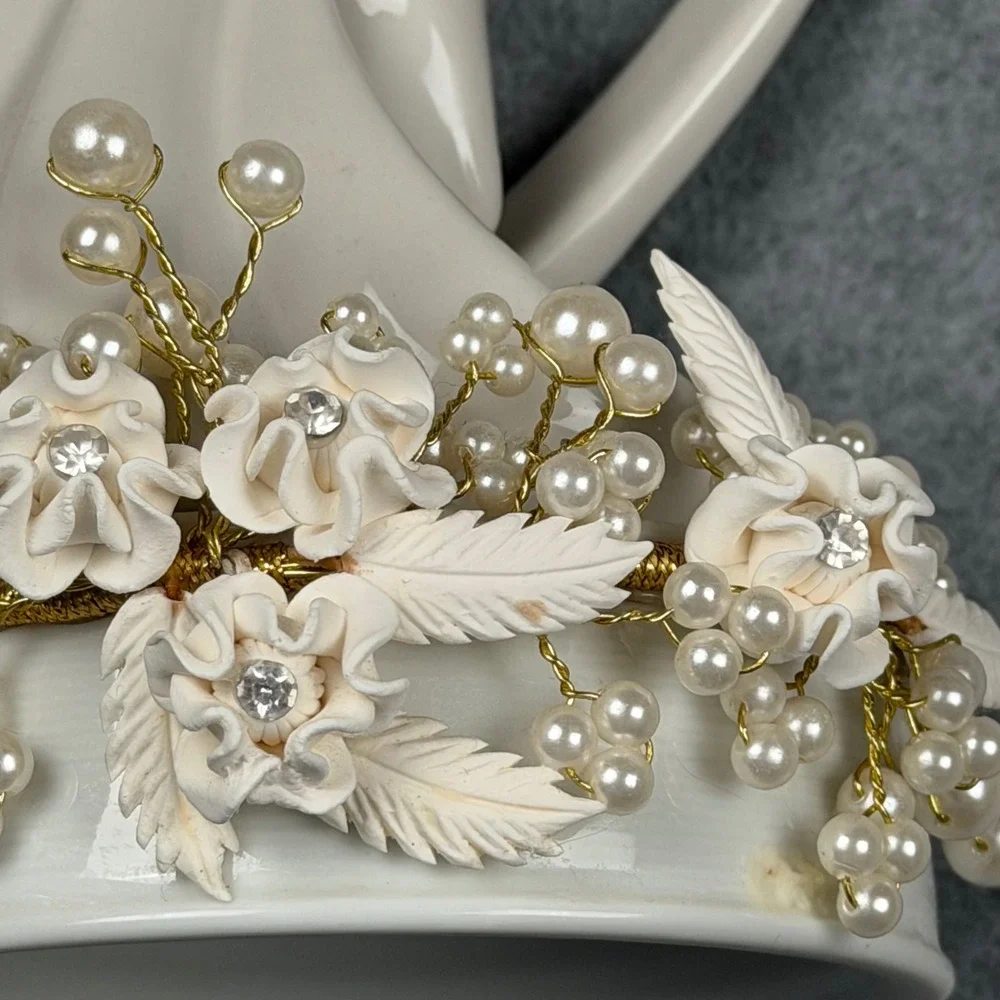 Bella Novia 2013 Porcelain Wedding Cake Topper Dancing Couple Heart Pearls 6.5